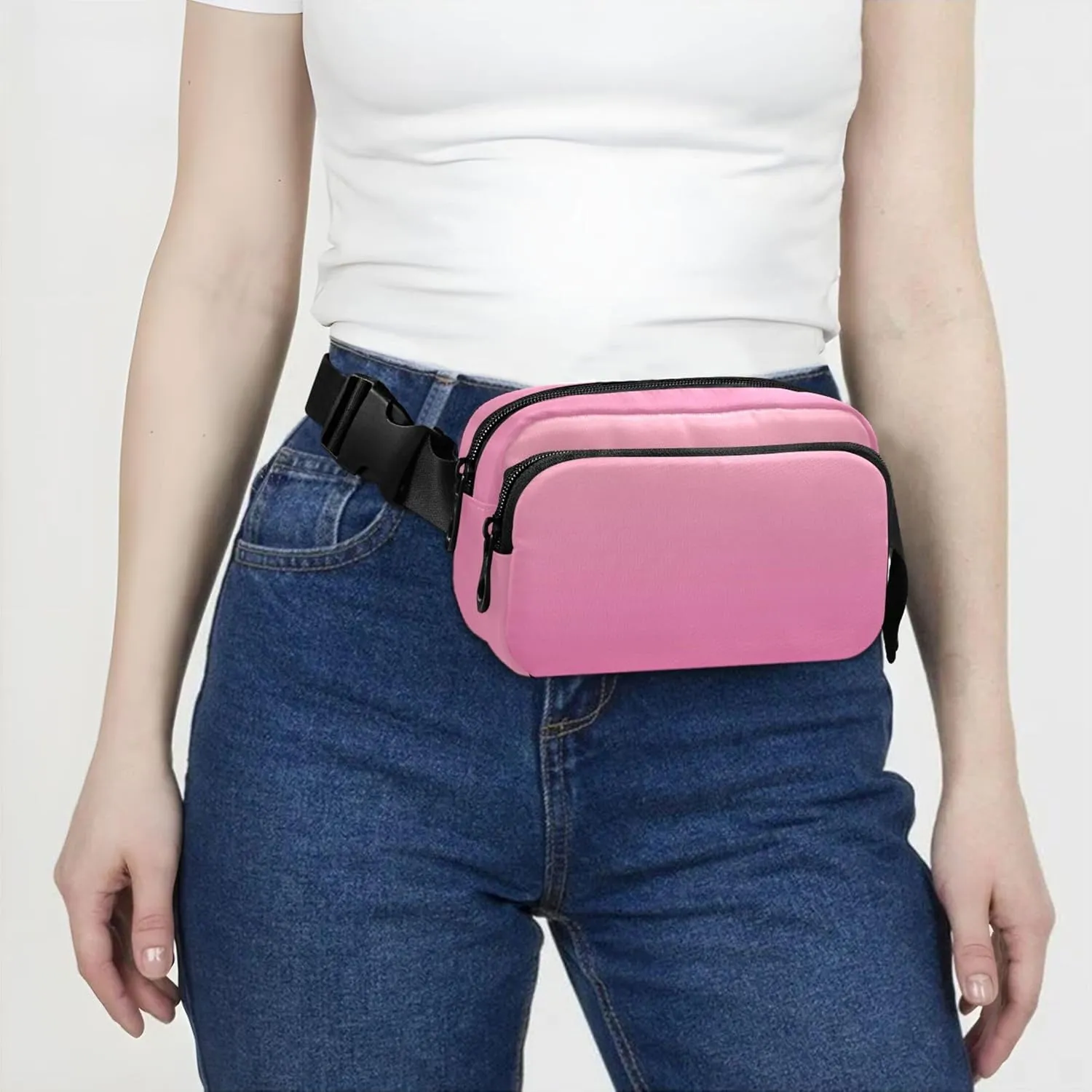 Blush Pink Hot Gradient Women Fanny Pack Belt Bags Hip Pack Waterproof Funny Cross Body Waist Purse