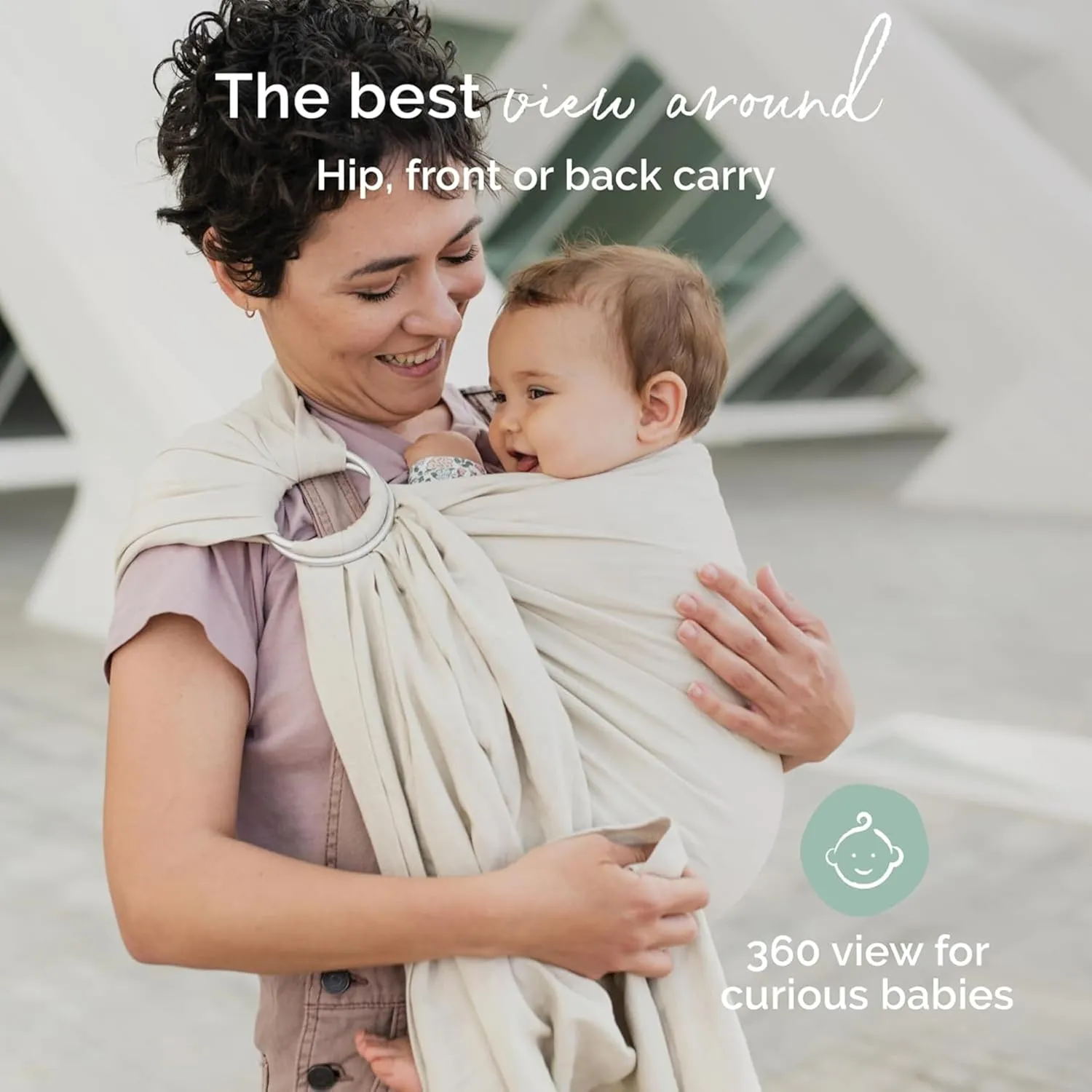 Boba Ring Sling Baby Carrier Newborn to Toddler - Lightweight & Breathable Baby Sling Carrier, Hip-Healthy Baby Carrier Sling, Baby Wrap Carrier for Front & Hip Carry, 8-35 lbs (Pampas)
