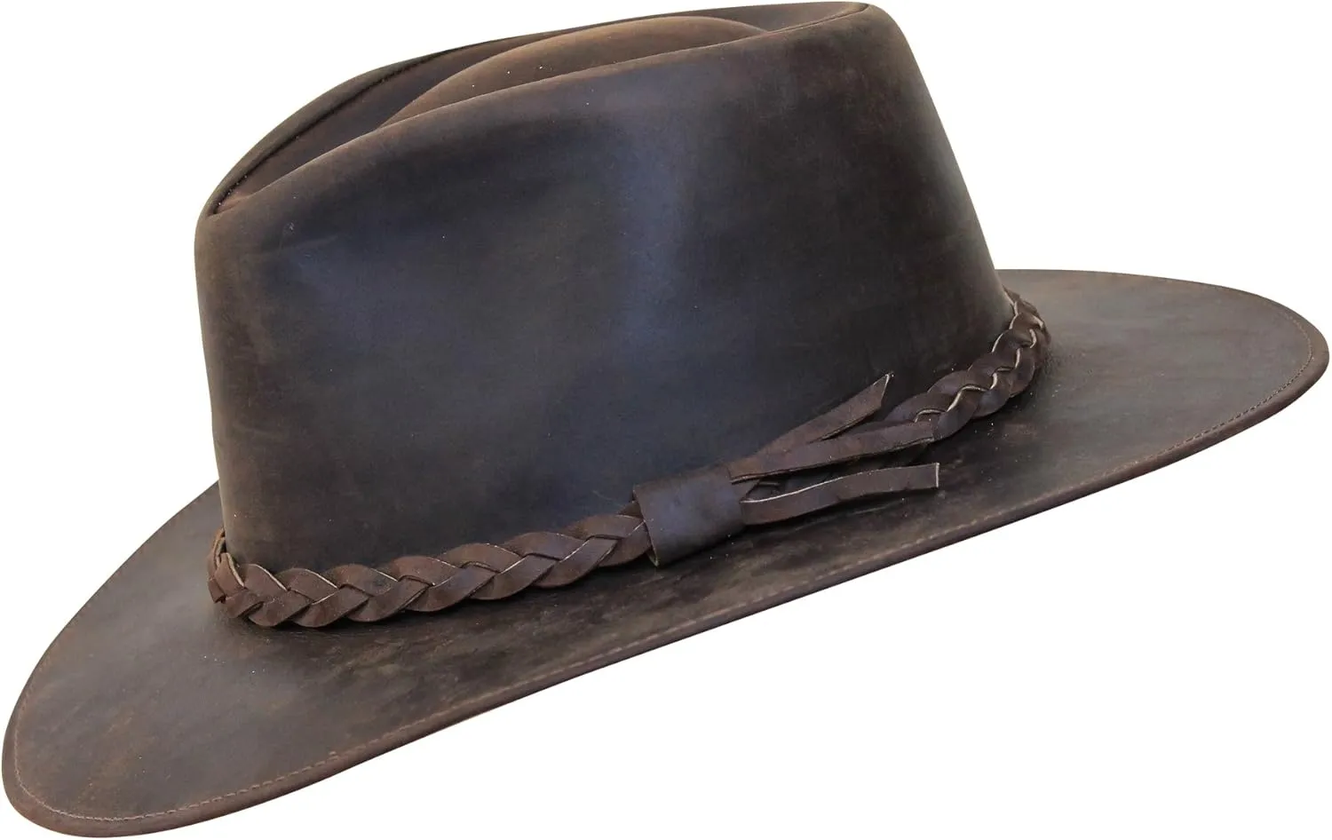 Borges & Scott Premium Leather Fedora - Wide Brim Hat Leather - Water Resistant
