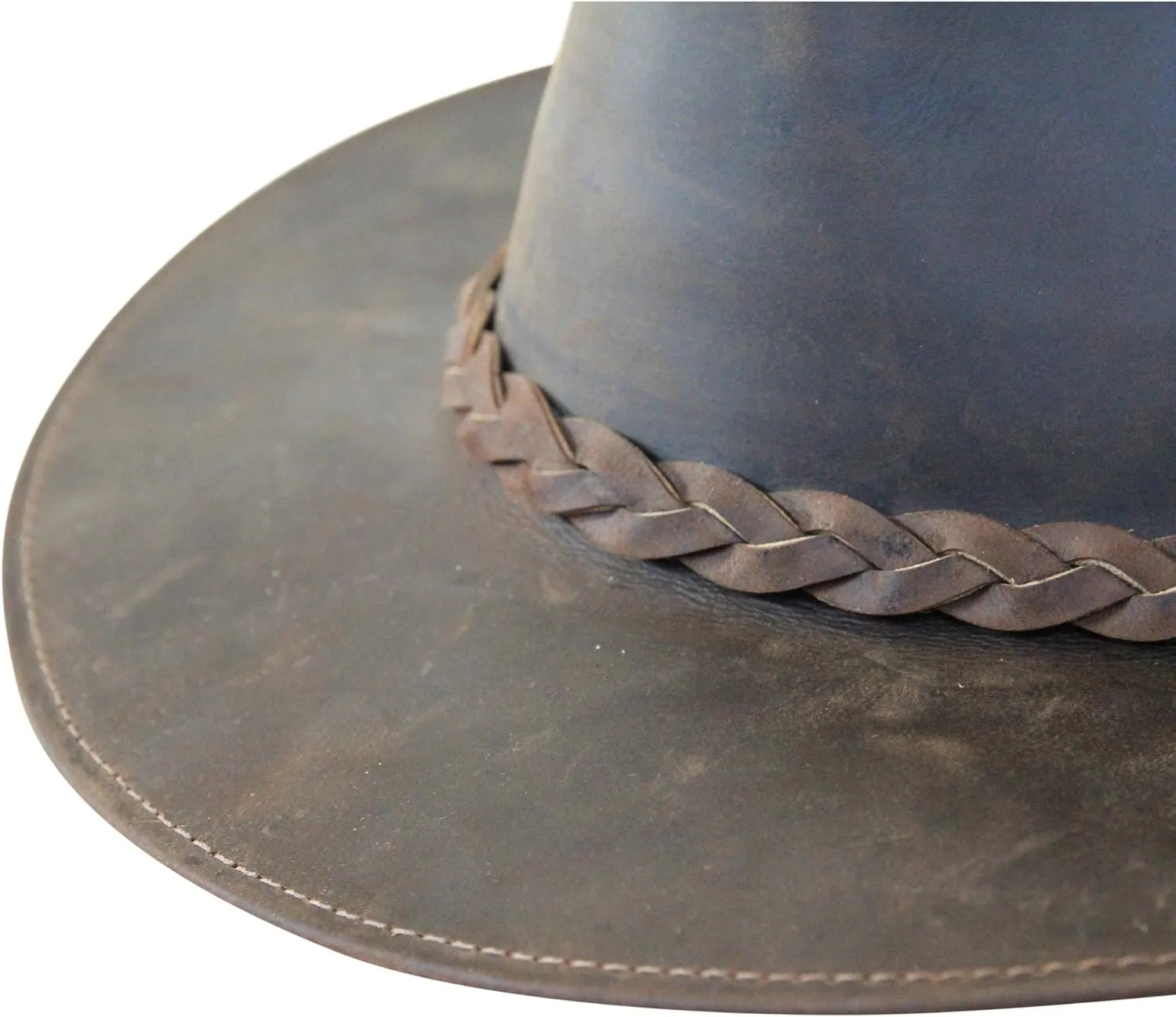 Borges & Scott Premium Leather Fedora - Wide Brim Hat Leather - Water Resistant