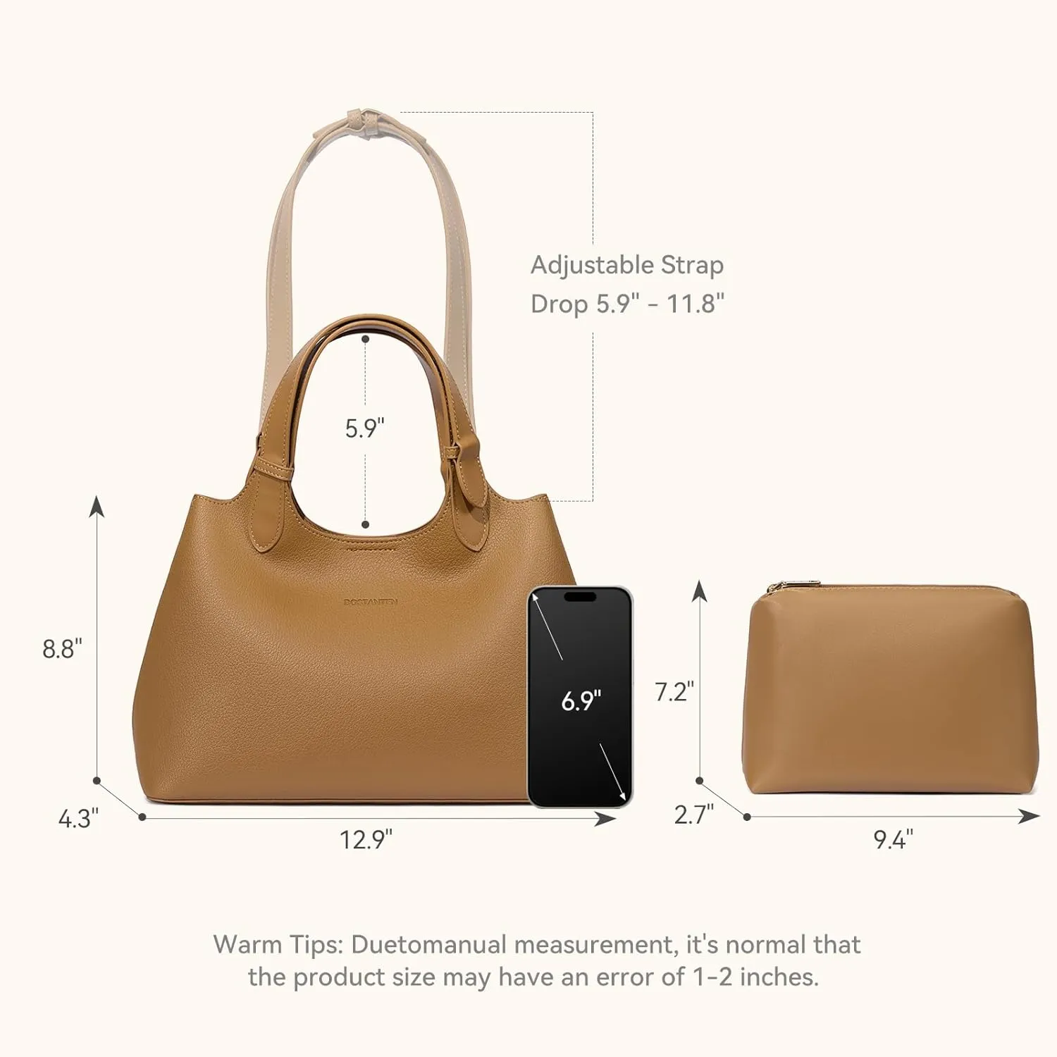 BOSTANTEN Satchel Purses for Women Trendy Slouchy Bags Vegan Leather Shoulder Bag Designer Purses with Adjustable Strap