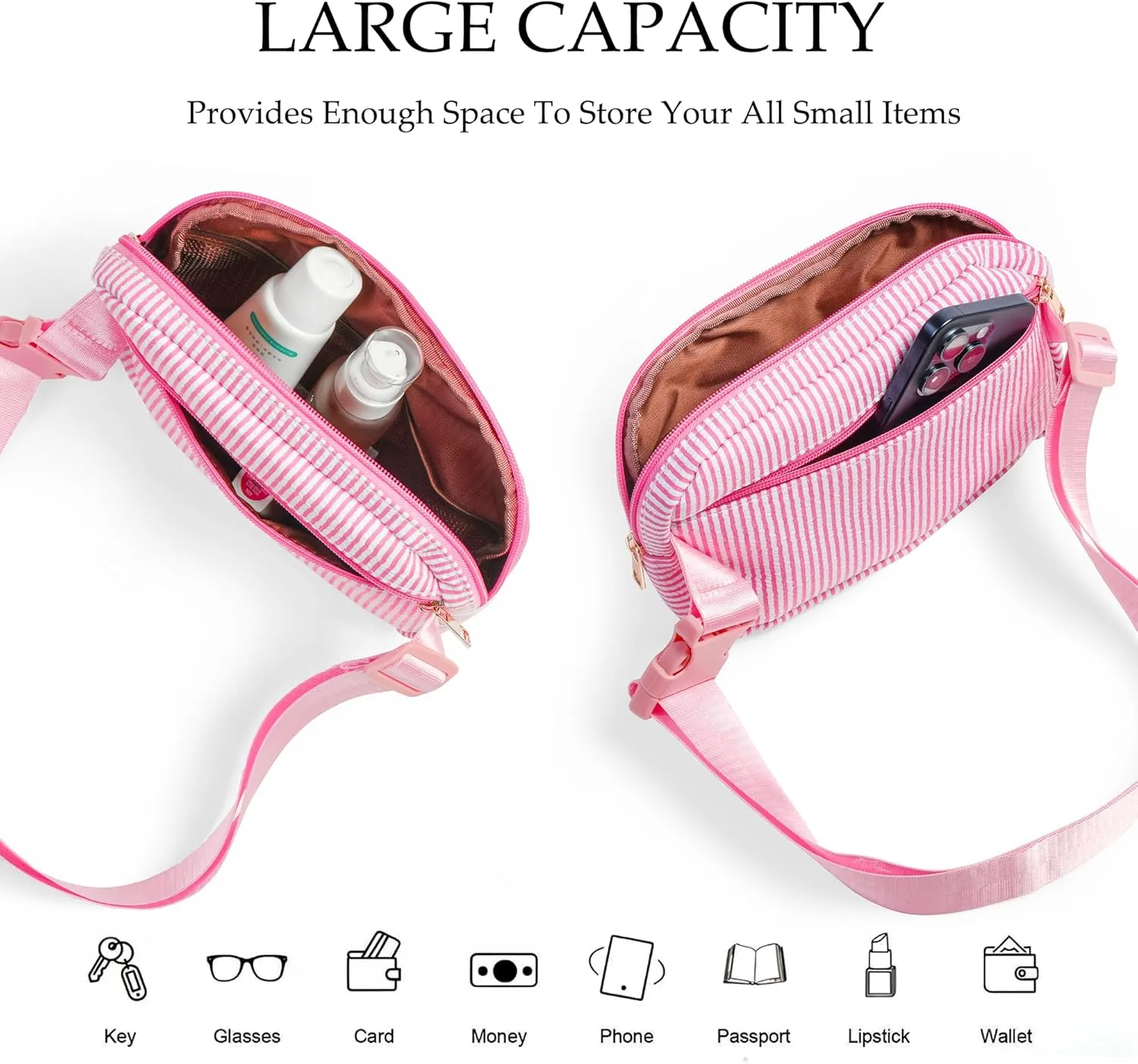 Boulder Bee Belt Bag with Initial Letter, Stylish Fanny Pack for Teenager Girls, Cute Trendy Stuff, Crossbody Bags, Birthday Gifts Bag, Christmas Gift(Pink, Letter E)