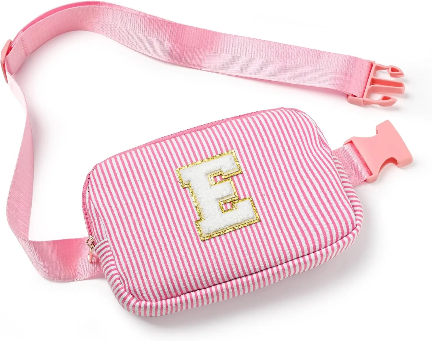 Boulder Bee Belt Bag with Initial Letter, Stylish Fanny Pack for Teenager Girls, Cute Trendy Stuff, Crossbody Bags, Birthday Gifts Bag, Christmas Gift(Pink, Letter E)