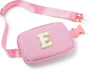 Boulder Bee Belt Bag with Initial Letter, Stylish Fanny Pack for Teenager Girls, Cute Trendy Stuff, Crossbody Bags, Birthday Gifts Bag, Christmas Gift(Pink, Letter E)
