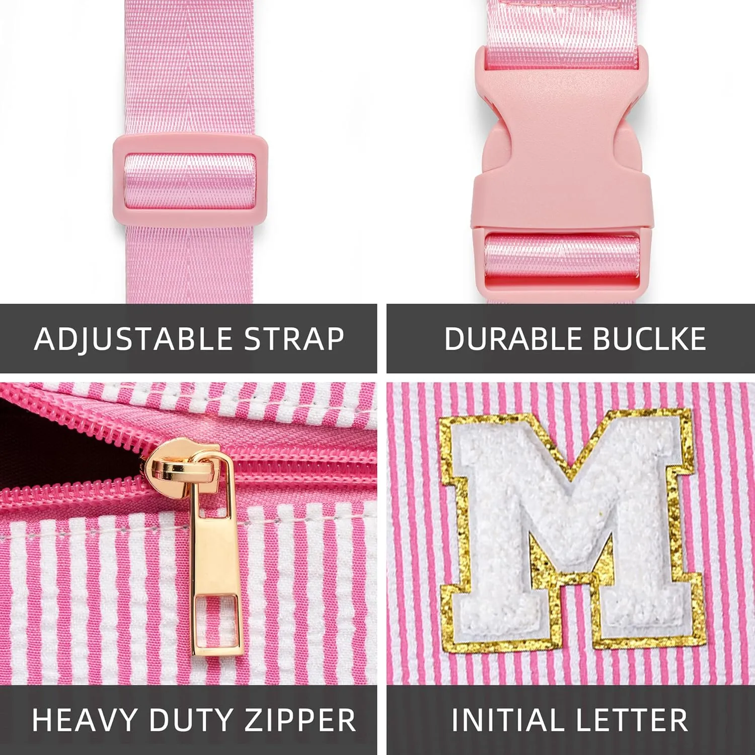 Boulder Bee Belt Bag with Initial Letter, Stylish Fanny Pack for Teenager Girls, Cute Trendy Stuff, Crossbody Bags, Birthday Gifts Bag, Christmas Gift(Pink, Letter E)