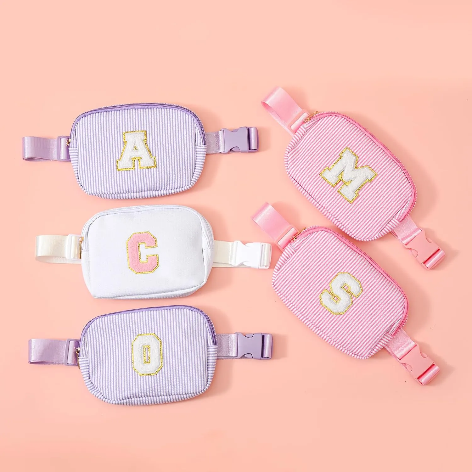 Boulder Bee Belt Bag with Initial Letter, Stylish Fanny Pack for Teenager Girls, Cute Trendy Stuff, Crossbody Bags, Birthday Gifts Bag, Christmas Gift(Pink, Letter E)