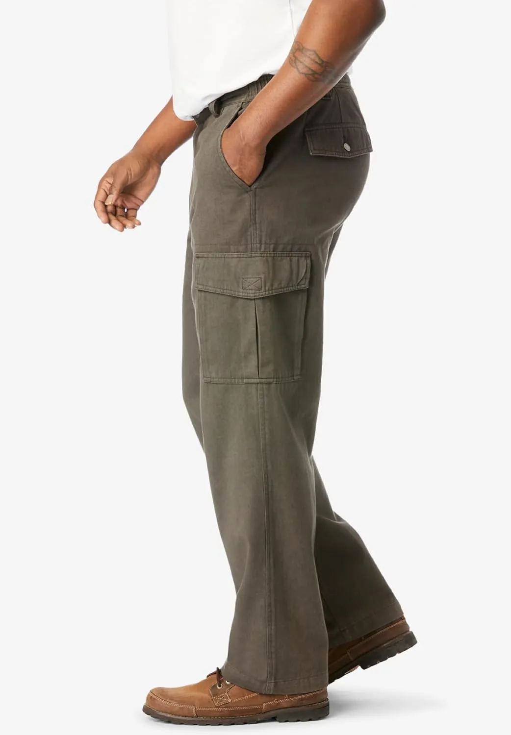 Boulder Creek by Kingsize Men's Big & Tall Renegade Side-Elastic Waist Cargo Pants