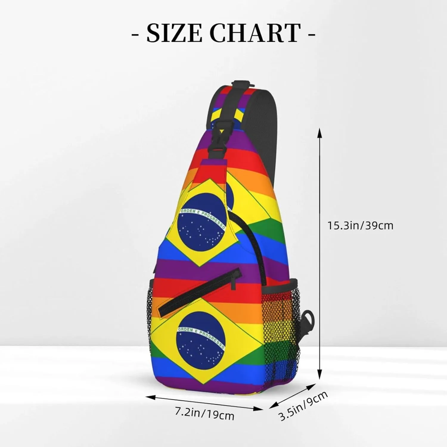 Brazil Gay Pride Rainbow Flag Chest Sling Bag Crossbody Shoulder Backpack Bag Gym Cycling Daypack Travel Hiking Cross Bag