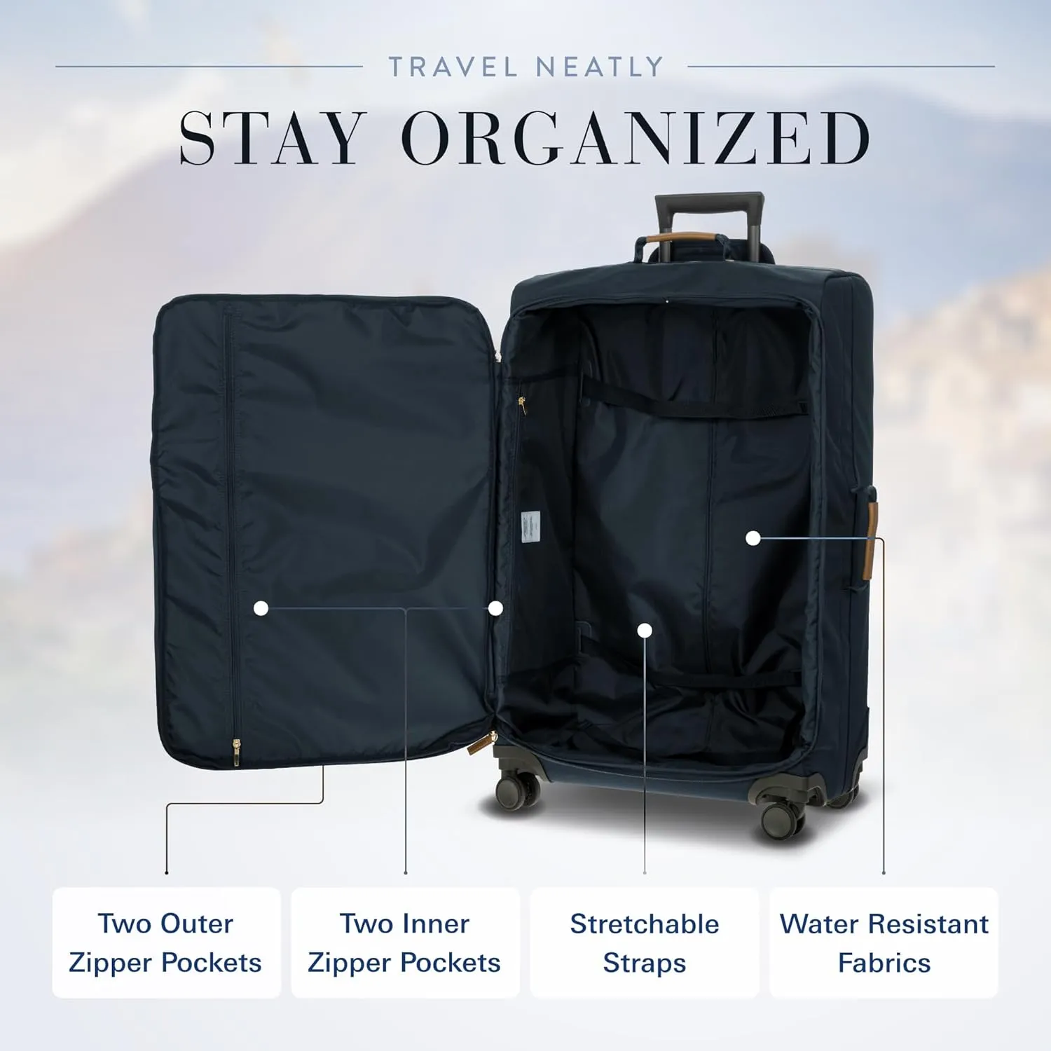 Bric's X-Bag Large Spinner with Frame - 30 Inch - Suitcases with Wheels - Checked Luggage - Navy