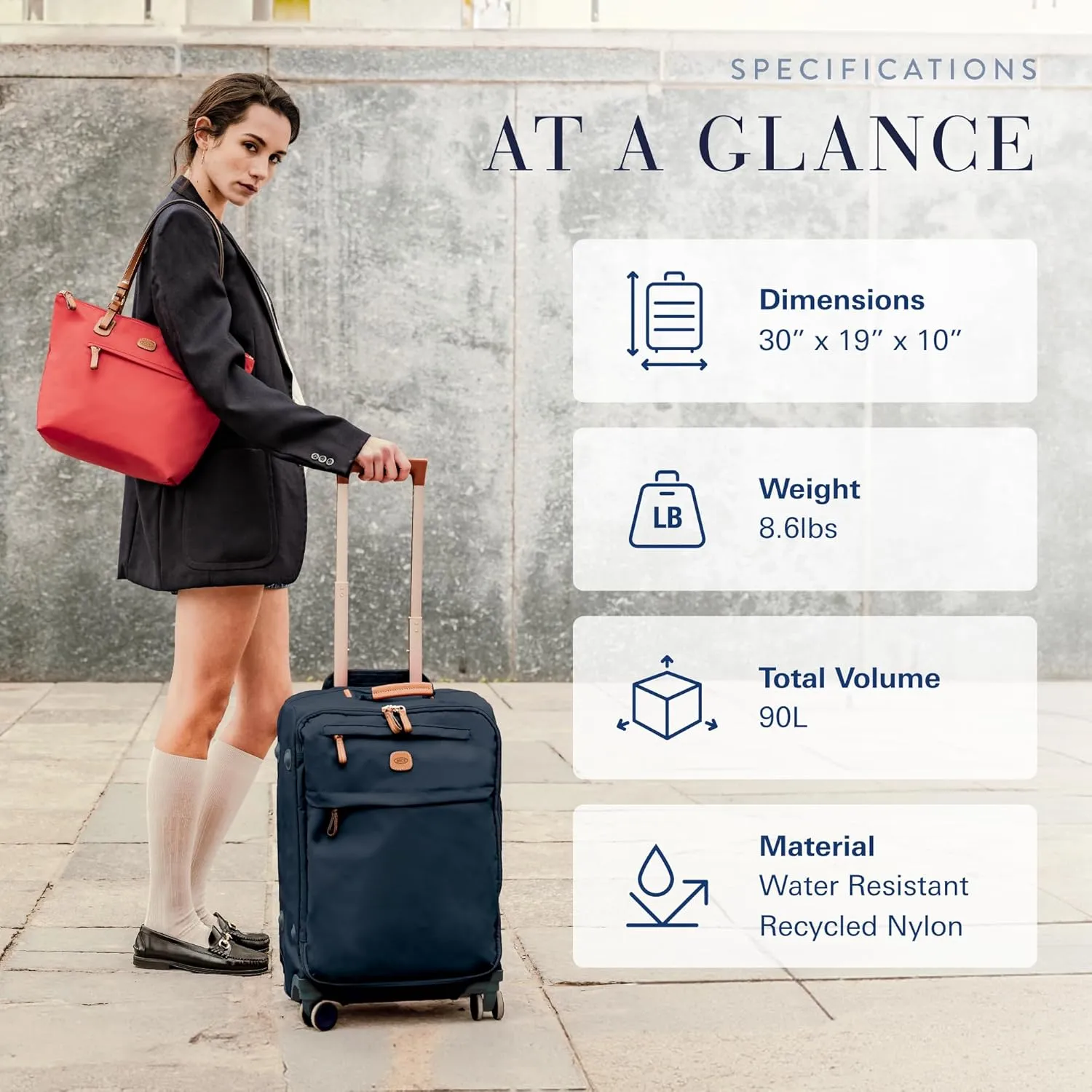 Bric's X-Bag Large Spinner with Frame - 30 Inch - Suitcases with Wheels - Checked Luggage - Navy