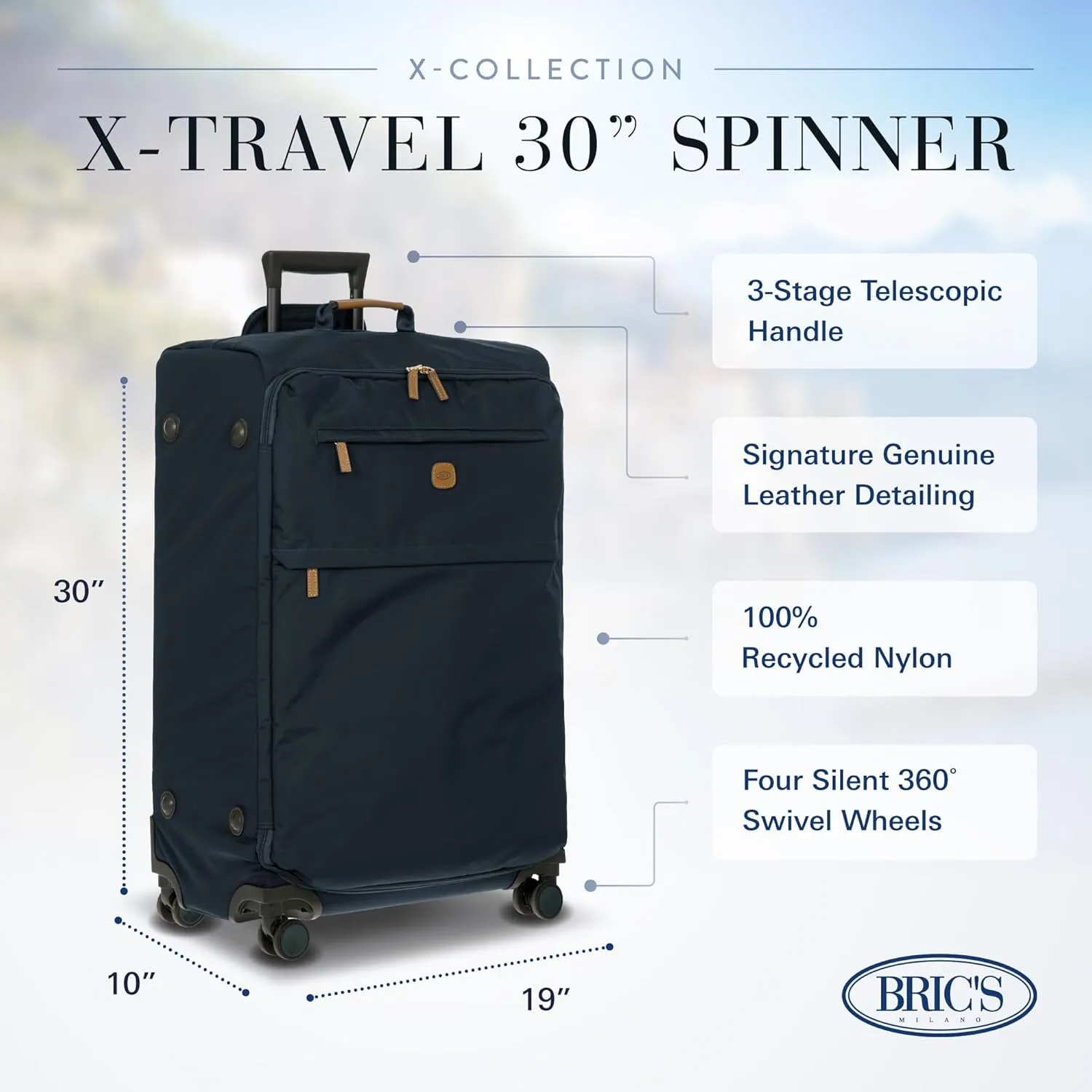 Bric's X-Bag Large Spinner with Frame - 30 Inch - Suitcases with Wheels - Checked Luggage - Navy