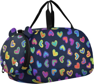 Bright Colorful Hearts Duffel Bags for Boys Small Gym Bags for Teens Dance Bag for Girls
