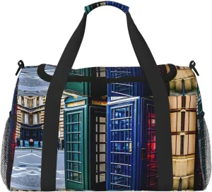 british phone booth print Carry on Bag Underseat Personal Item Bag Travel Duffel Bag Gym Carry On Sports Bag