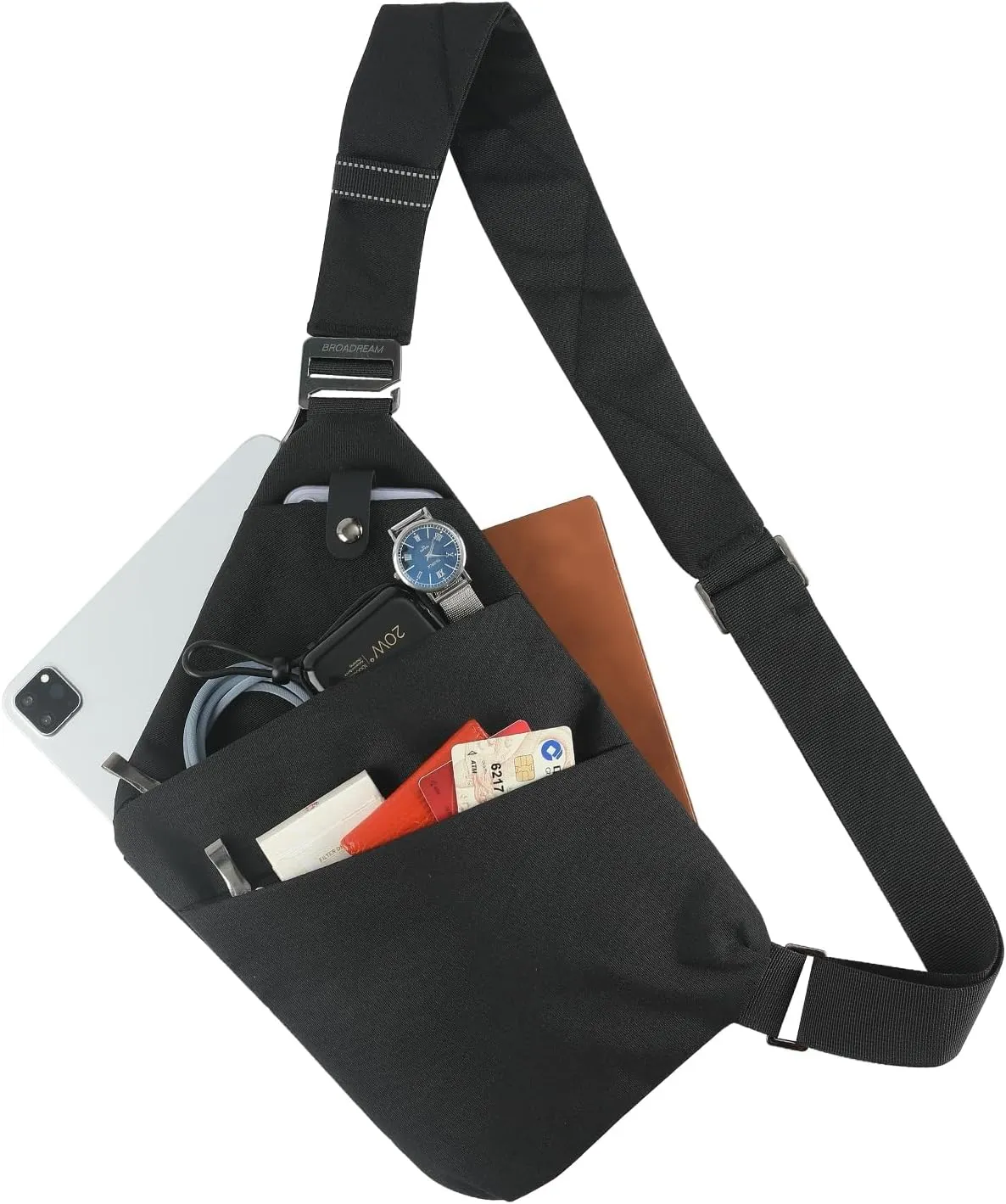 BROADREAM Anti Theft Crossbody Bag for Men Women - Slim Sling Bag Crossbody Shoulder Bag for Travel Hiking Sport Casual