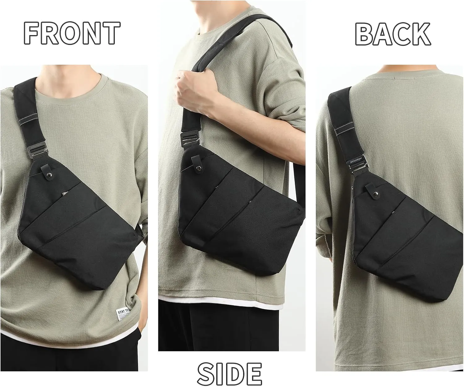 BROADREAM Anti Theft Crossbody Bag for Men Women - Slim Sling Bag Crossbody Shoulder Bag for Travel Hiking Sport Casual
