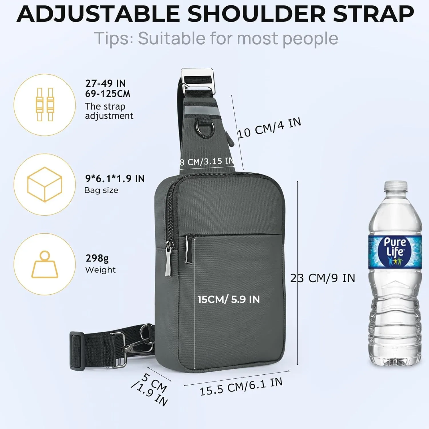BROADREAM Upgrated Mini Sling Bag Small Crossbody Bags with RFID Blocking Waterproof Phone Chest Bag for Travel