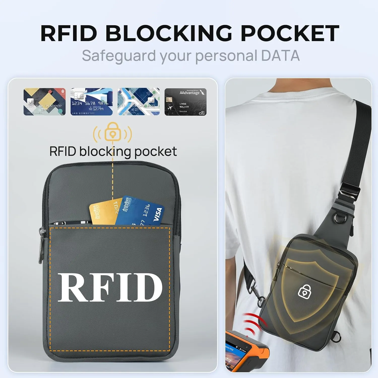 BROADREAM Upgrated Mini Sling Bag Small Crossbody Bags with RFID Blocking Waterproof Phone Chest Bag for Travel