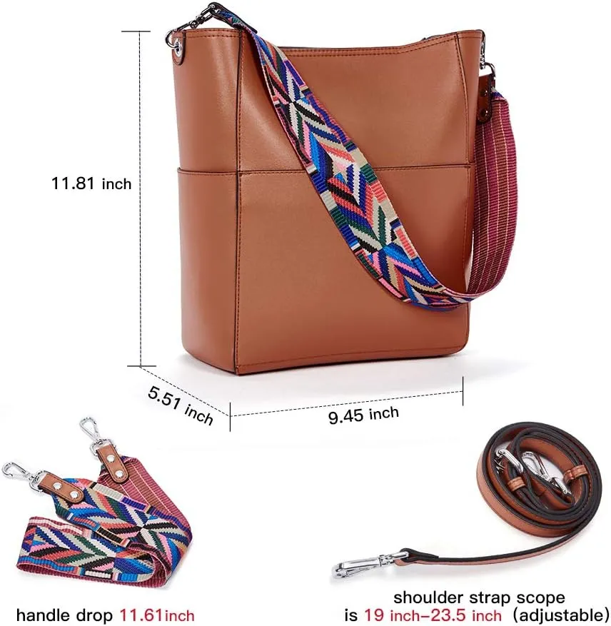 BROMEN Women Purses and Handbags Leather Hobo Bags Designer Shoulder Bucket Crossbody Purse
