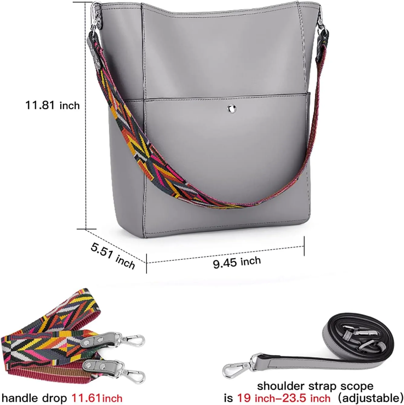 BROMEN Women Purses and Handbags Leather Hobo Bags Designer Shoulder Bucket Crossbody Purse