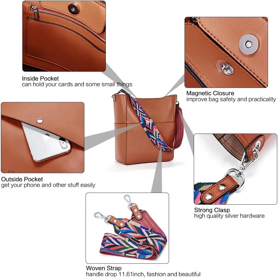 BROMEN Women Purses and Handbags Leather Hobo Bags Designer Shoulder Bucket Crossbody Purse