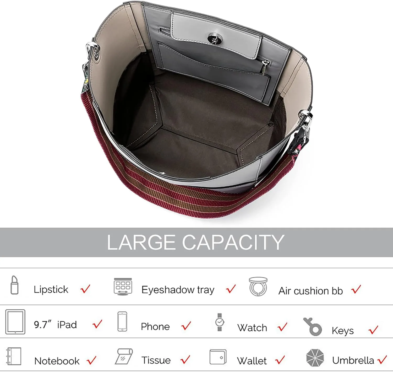 BROMEN Women Purses and Handbags Leather Hobo Bags Designer Shoulder Bucket Crossbody Purse