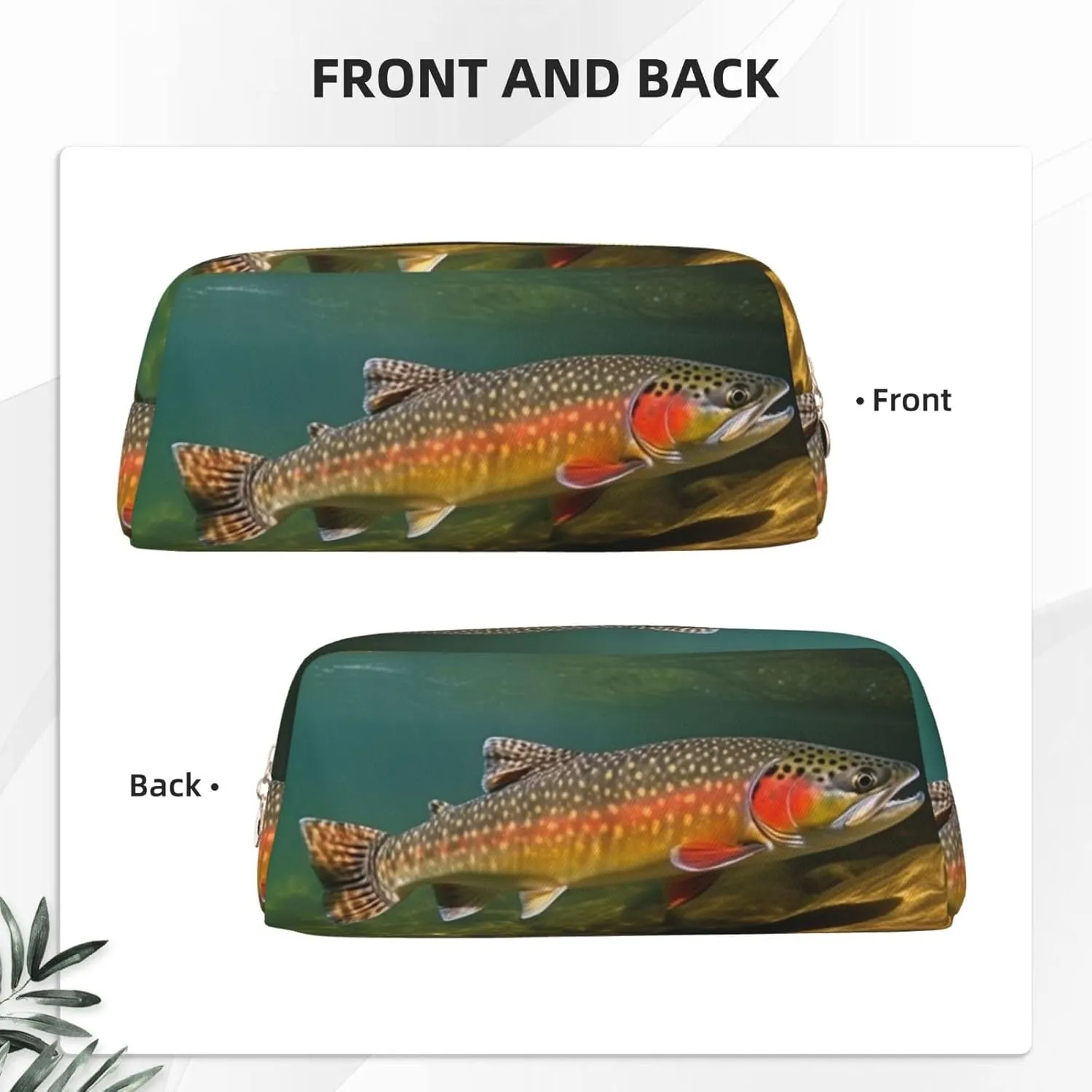 Brook Trout Fly Fishing Makeup Bag Travel Cosmetic Bag for Women Men Pencil Case Zipper Toiletry Bag Purse