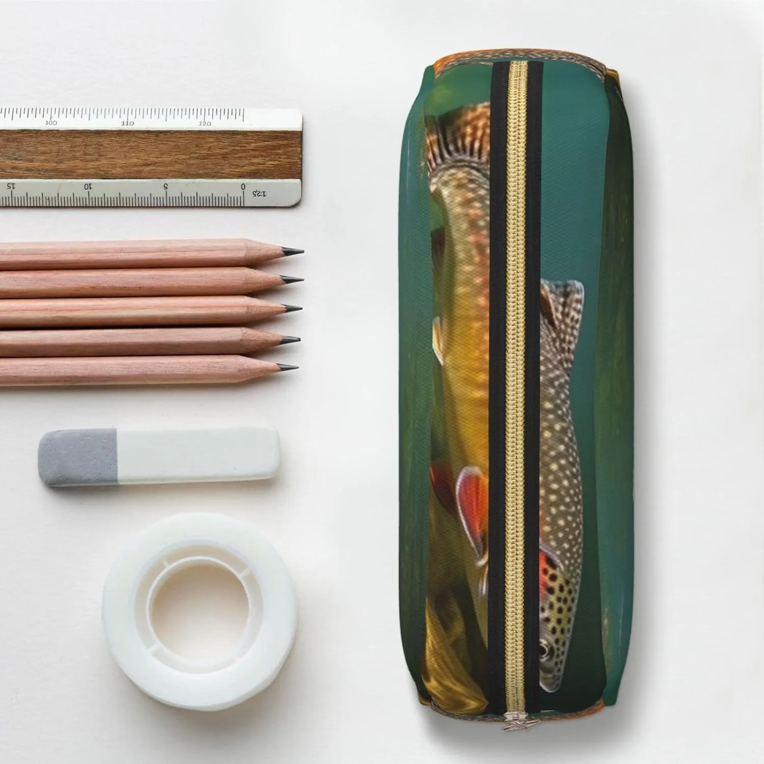 Brook Trout Fly Fishing Makeup Bag Travel Cosmetic Bag for Women Men Pencil Case Zipper Toiletry Bag Purse