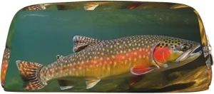 Brook Trout Fly Fishing Makeup Bag Travel Cosmetic Bag for Women Men Pencil Case Zipper Toiletry Bag Purse
