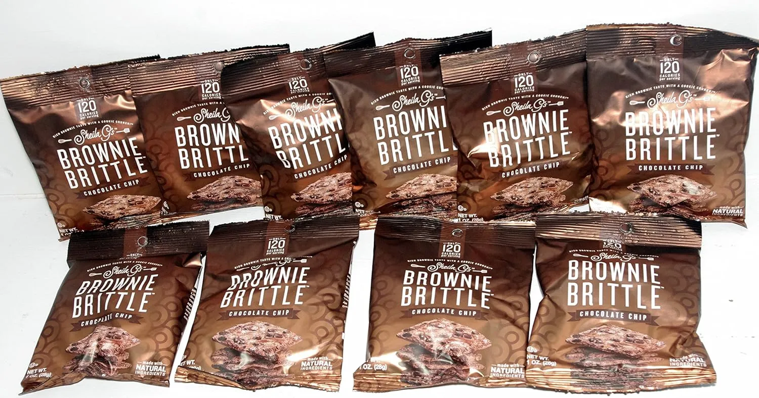 Brownie Brittle Chocolate Chip 10 (1 Oz.) Bags - Small Storage Space Friendly!