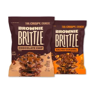 Brownie Brittle – Chocolate Chip & Salted Caramel Thin and Crispy Sweet Snacks (Pack of 20, 1 oz), Rich Gourmet Brownie Bites Dessert