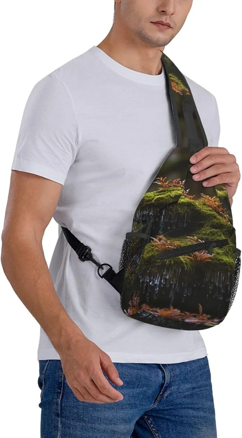 Bryophytes Sling Bag Backpack For Men Cross Chest Bag Crossbody Shoulder Bag Travel Hiking Daypack