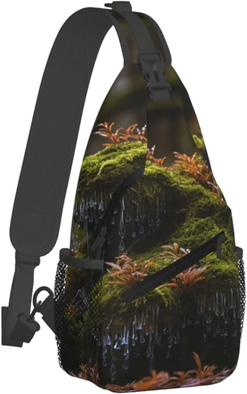 Bryophytes Sling Bag Backpack For Men Cross Chest Bag Crossbody Shoulder Bag Travel Hiking Daypack