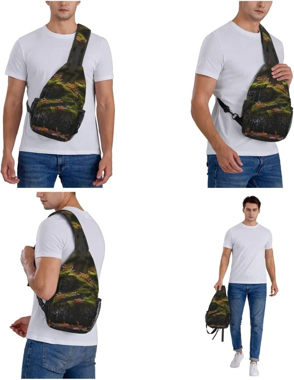 Bryophytes Sling Bag Backpack For Men Cross Chest Bag Crossbody Shoulder Bag Travel Hiking Daypack