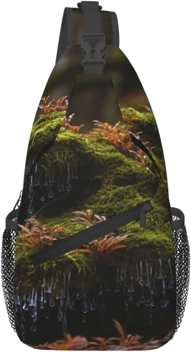 Bryophytes Sling Bag Backpack For Men Cross Chest Bag Crossbody Shoulder Bag Travel Hiking Daypack
