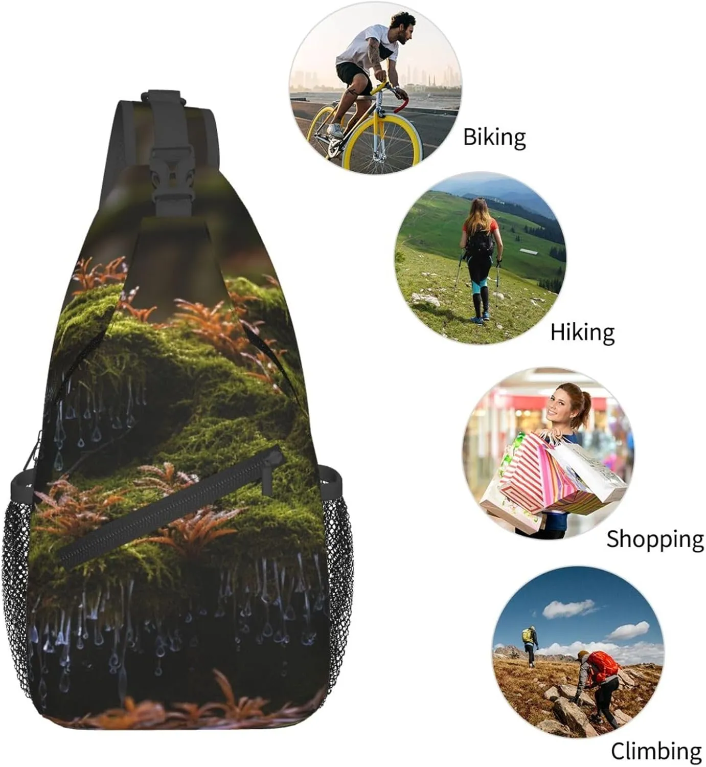Bryophytes Sling Bag Backpack For Men Cross Chest Bag Crossbody Shoulder Bag Travel Hiking Daypack