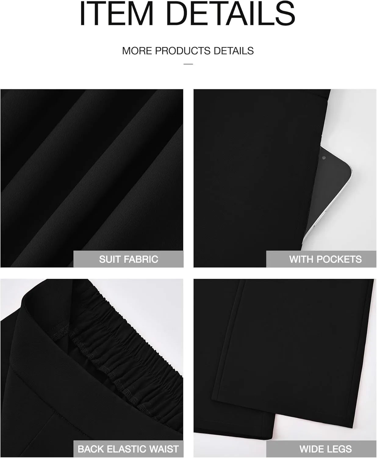 BTFBM Womens Wide Leg Pants Dressy Casual Elastic High Waisted Palazzo Business Lounge Trousers with Pockets