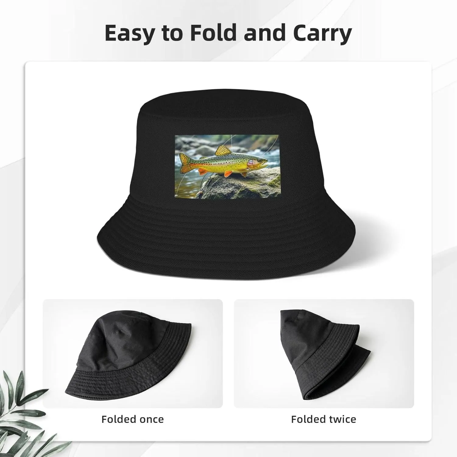 Bucket Hat for Women Men Cotton Sun Hats Cats with Yellow Eyes Hat Beach Fisherman Hat Summer for Protection
