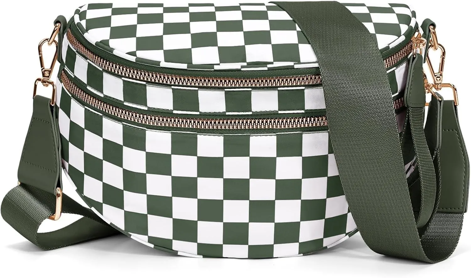 Bum Bags for Women Crossbody,Oversized Slouchy Belt Bag,Nylon Checkered Crossbody Bag Black and White Checkered Purse (Pure beige)