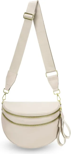 Bum Bags for Women Crossbody,Oversized Slouchy Belt Bag,Nylon Checkered Crossbody Bag Black and White Checkered Purse (Pure beige)