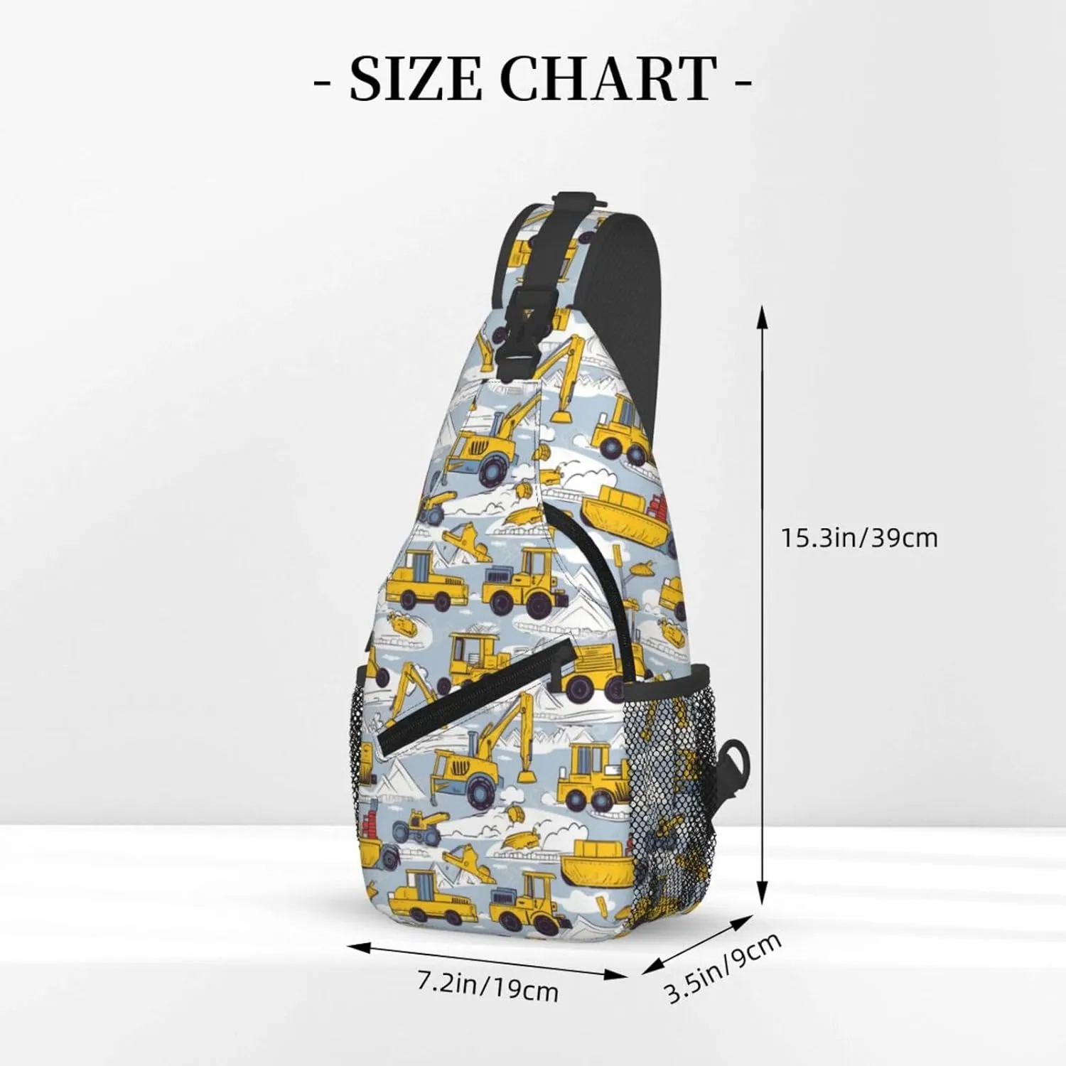 Busy Excavators Are Under Construction Chest Sling Bag Crossbody Shoulder Backpack Bag Gym Cycling Daypack Travel Hiking Cross Bag