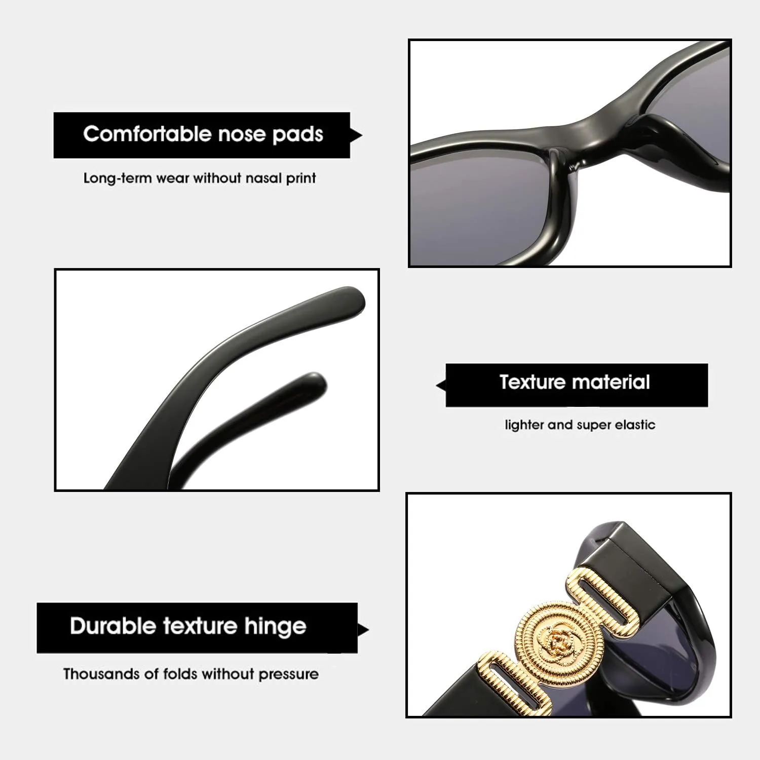 BUTABY Rectangle Sunglasses for Women Retro Driving Glasses 90’s Vintage Fashion Irregular Frame UV400 Protection