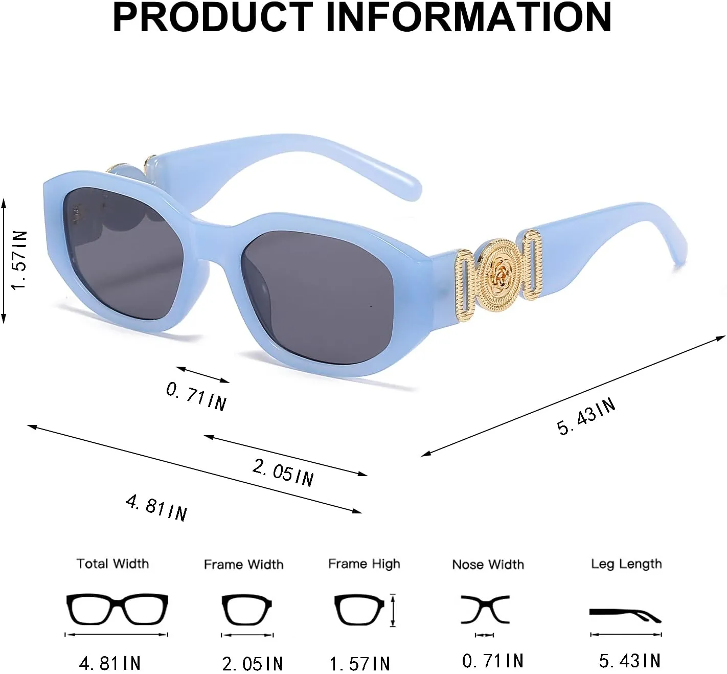 BUTABY Rectangle Sunglasses for Women Retro Driving Glasses 90’s Vintage Fashion Irregular Frame UV400 Protection