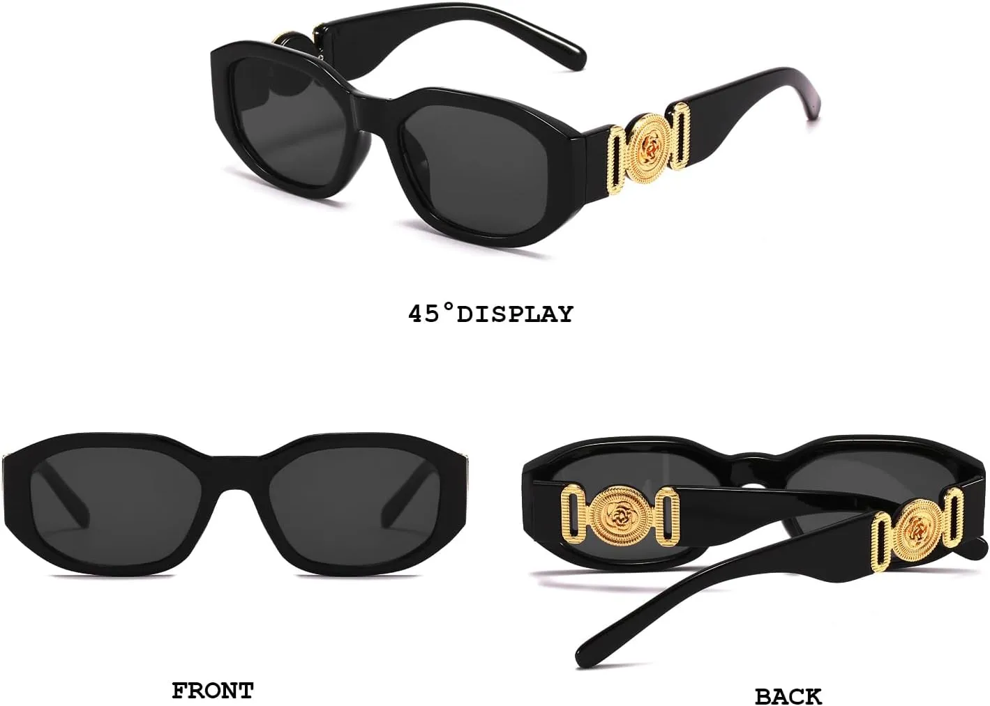 BUTABY Rectangle Sunglasses for Women Retro Driving Glasses 90’s Vintage Fashion Irregular Frame UV400 Protection