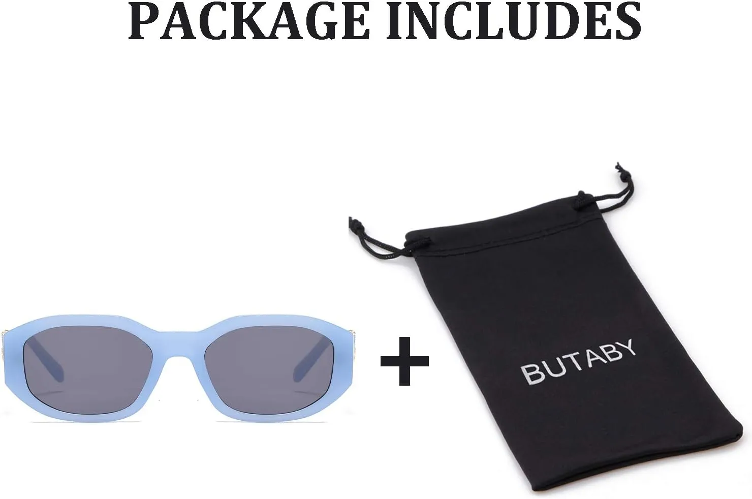 BUTABY Rectangle Sunglasses for Women Retro Driving Glasses 90’s Vintage Fashion Irregular Frame UV400 Protection