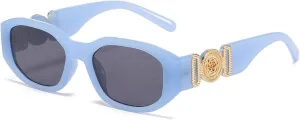 BUTABY Rectangle Sunglasses for Women Retro Driving Glasses 90’s Vintage Fashion Irregular Frame UV400 Protection