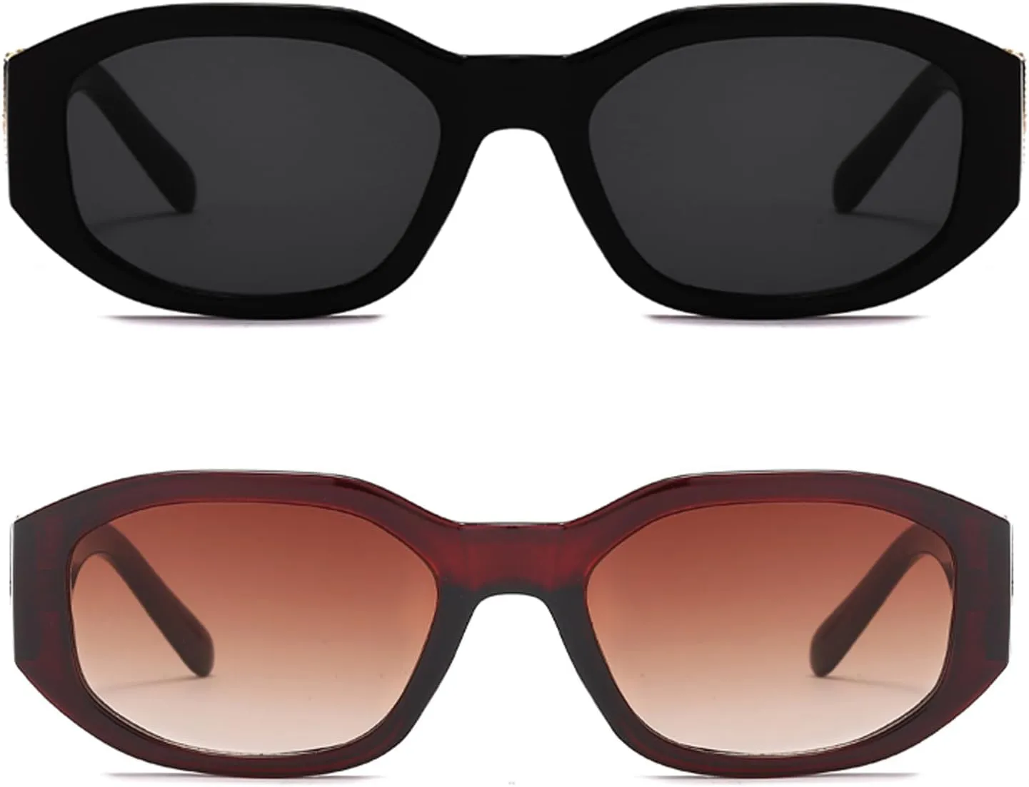 BUTABY Rectangle Sunglasses for Women Retro Driving Glasses 90’s Vintage Fashion Irregular Frame UV400 Protection