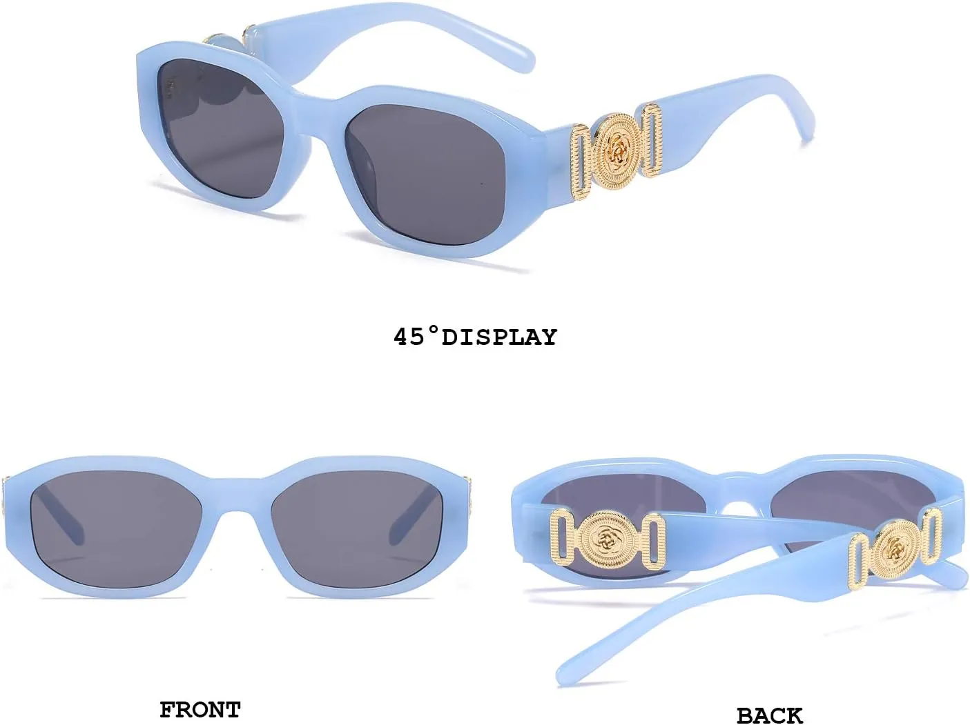 BUTABY Rectangle Sunglasses for Women Retro Driving Glasses 90’s Vintage Fashion Irregular Frame UV400 Protection