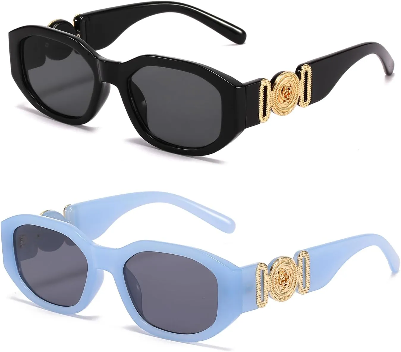 BUTABY Rectangle Sunglasses for Women Retro Driving Glasses 90’s Vintage Fashion Irregular Frame UV400 Protection