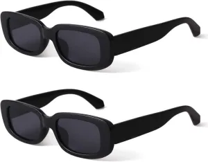 BUTABY Rectangle Sunglasses for Women Retro Driving Glasses 90’s Vintage Fashion Narrow Square Frame UV400 Protection