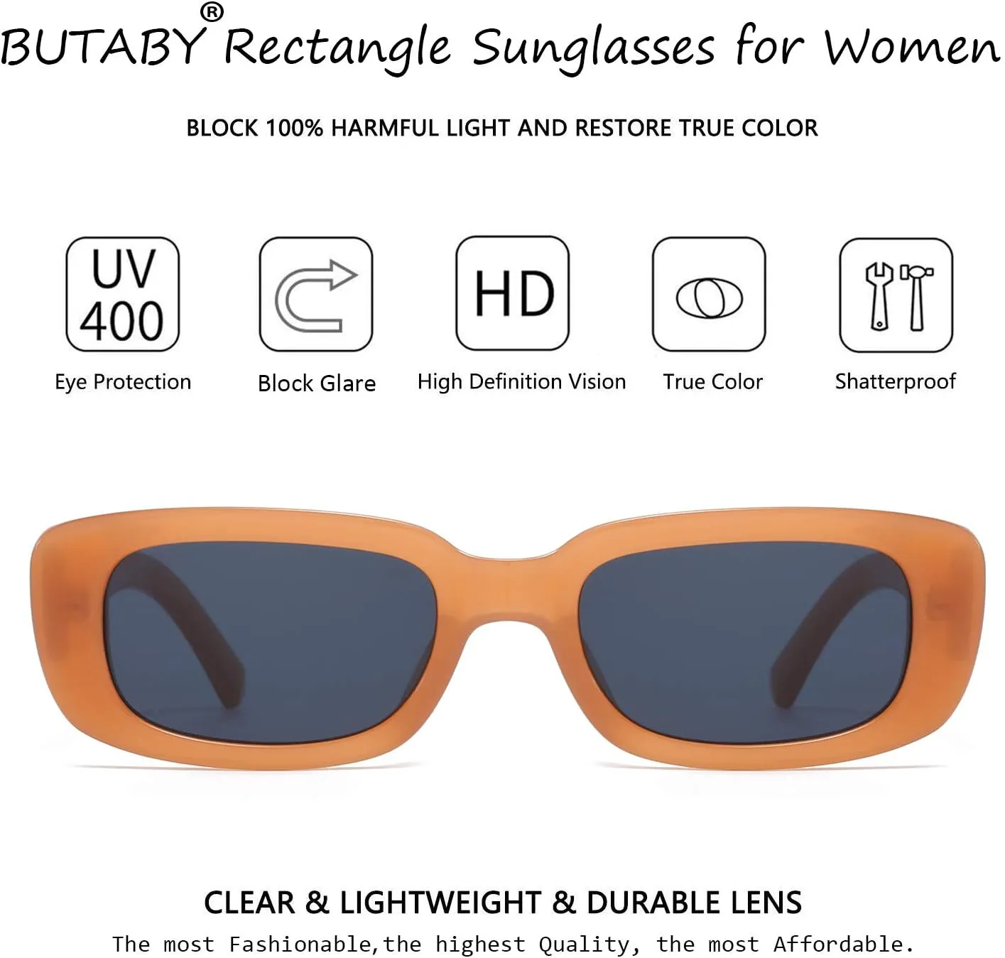 BUTABY Rectangle Sunglasses for Women Retro Driving Glasses 90’s Vintage Fashion Narrow Square Frame UV400 Protection